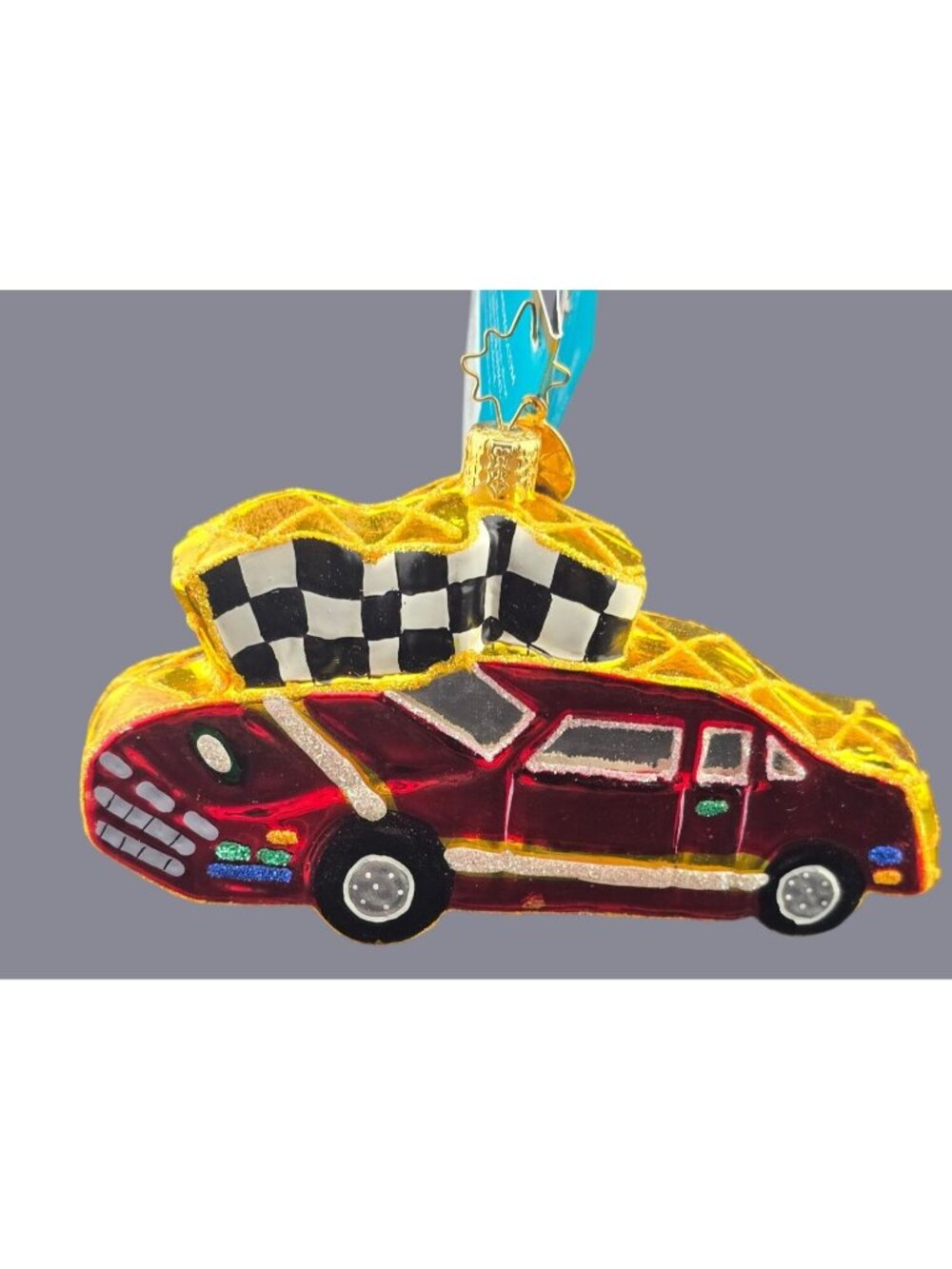 Rare Christopher Radko 2005 First To The Finish Line Glass Ornament Race Car